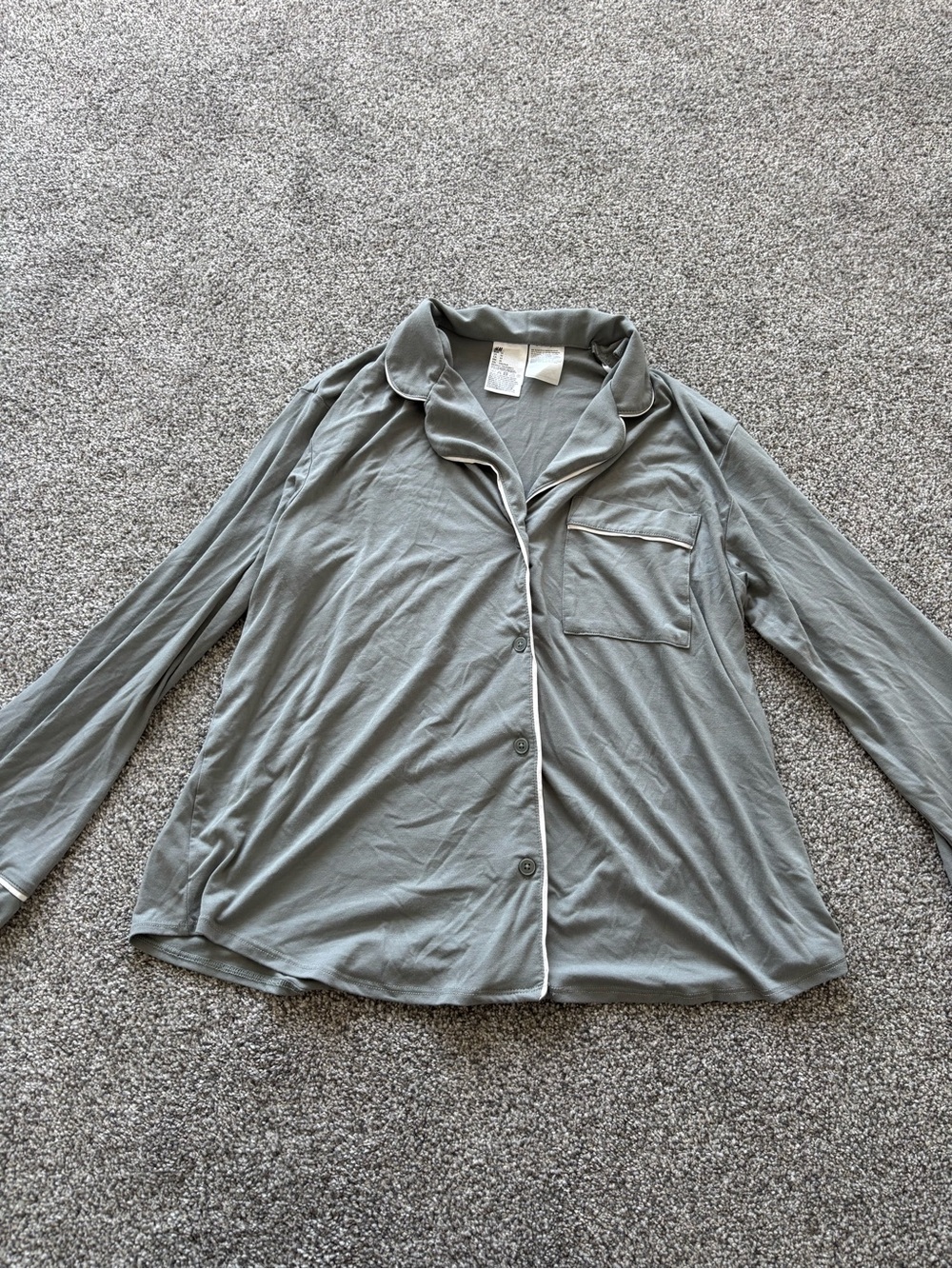 H&M Light Sage Button-Up Pajama Top